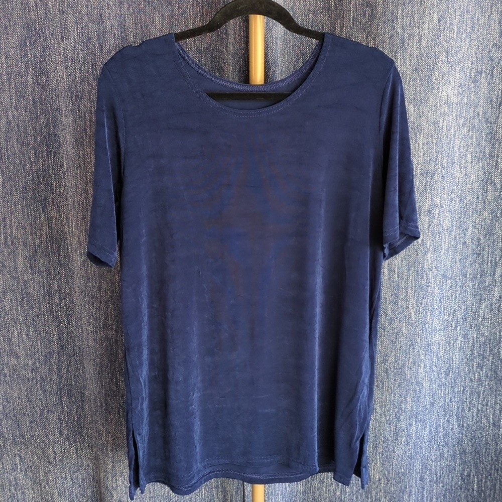 Lounge Set Blue Top and Pants Two Piece Knit Comfort Relaxed Fit, Medium - Picture 5 of 11